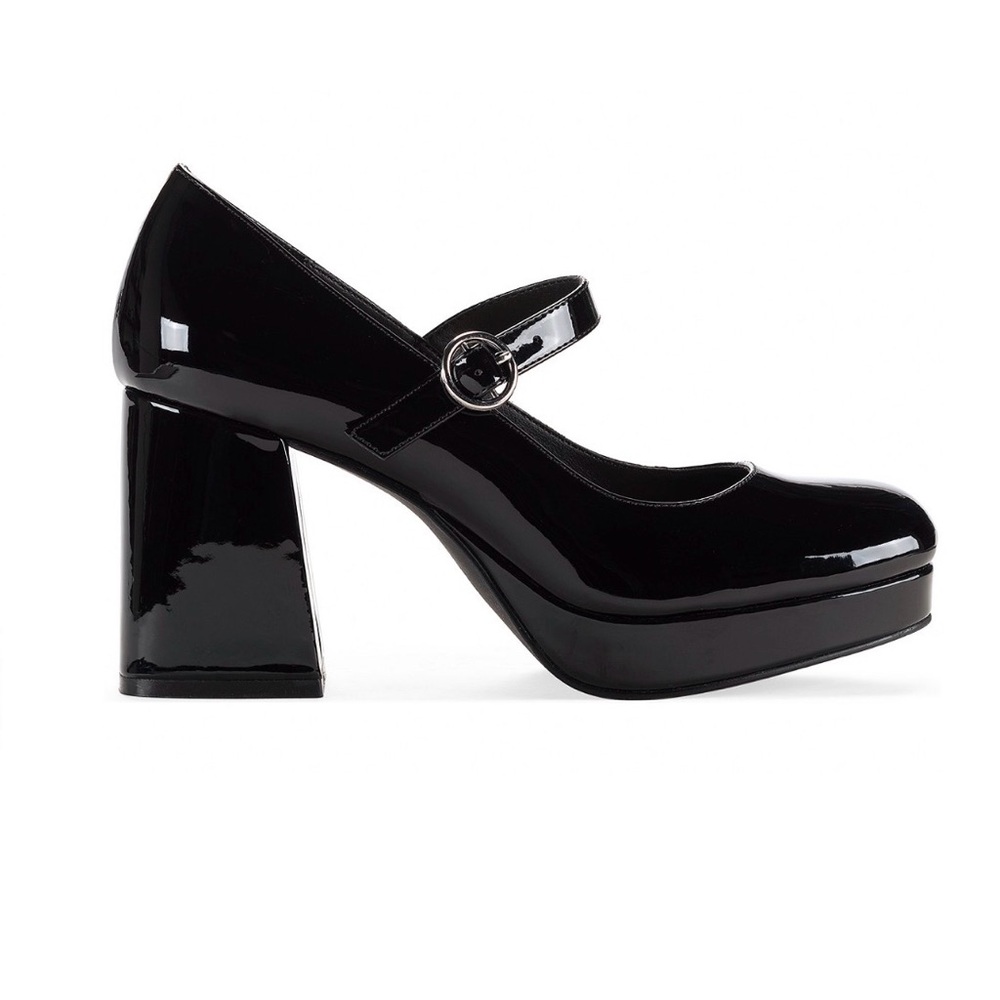 Wild Pair Black and White Mary Jane Square Toe Pumps